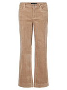 Beige corduroy pants on a white background