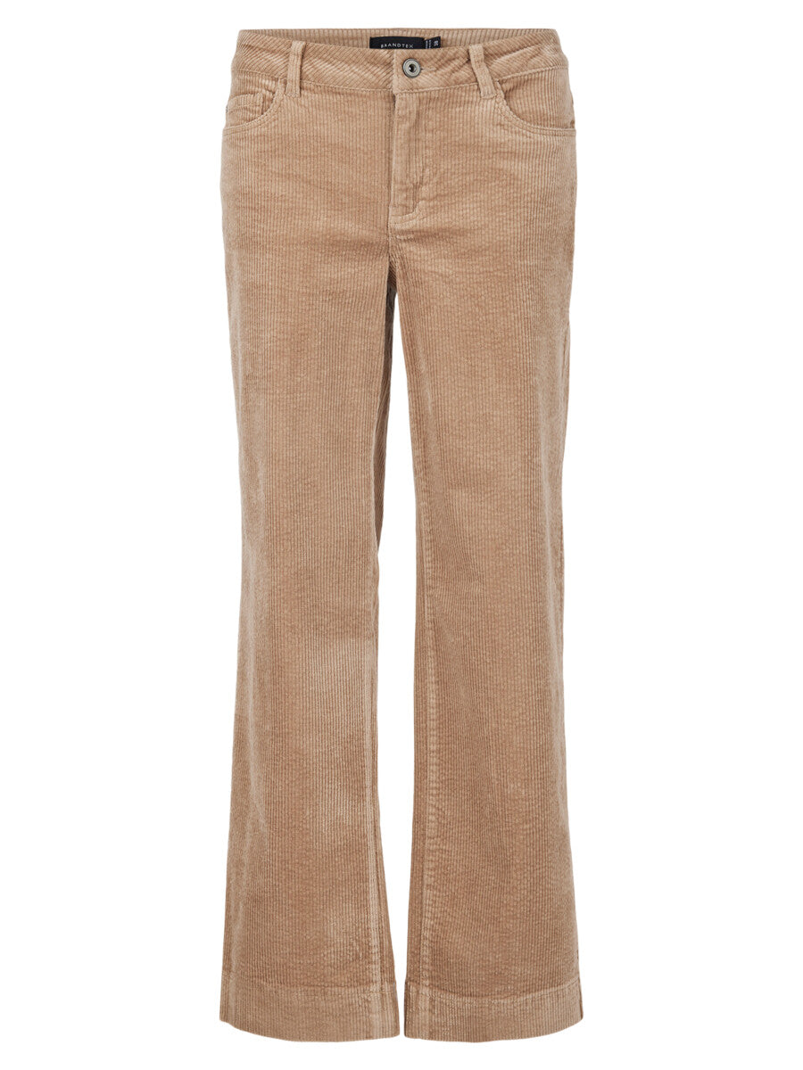 Beige corduroy pants on a white background