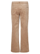 Beige corduroy pants on a white background