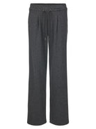 Dark gray pants with a drawstring on a white background