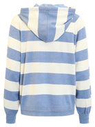 Blue and white striped hoodie on a white background