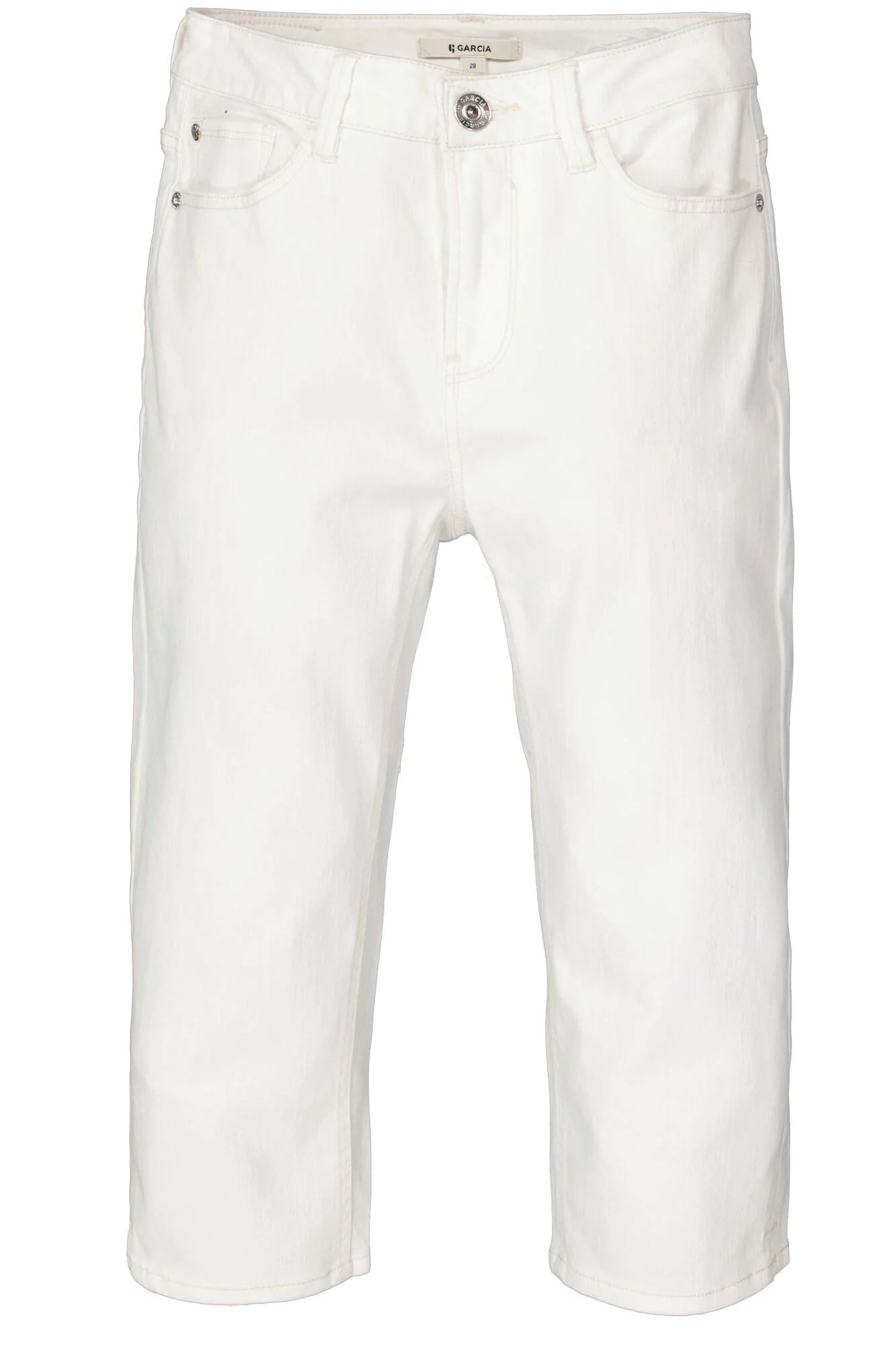 white slim-fit capri pants